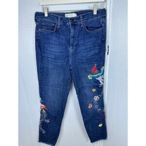 Free People skinny Embroidered Exotic Birds Jeans size 31